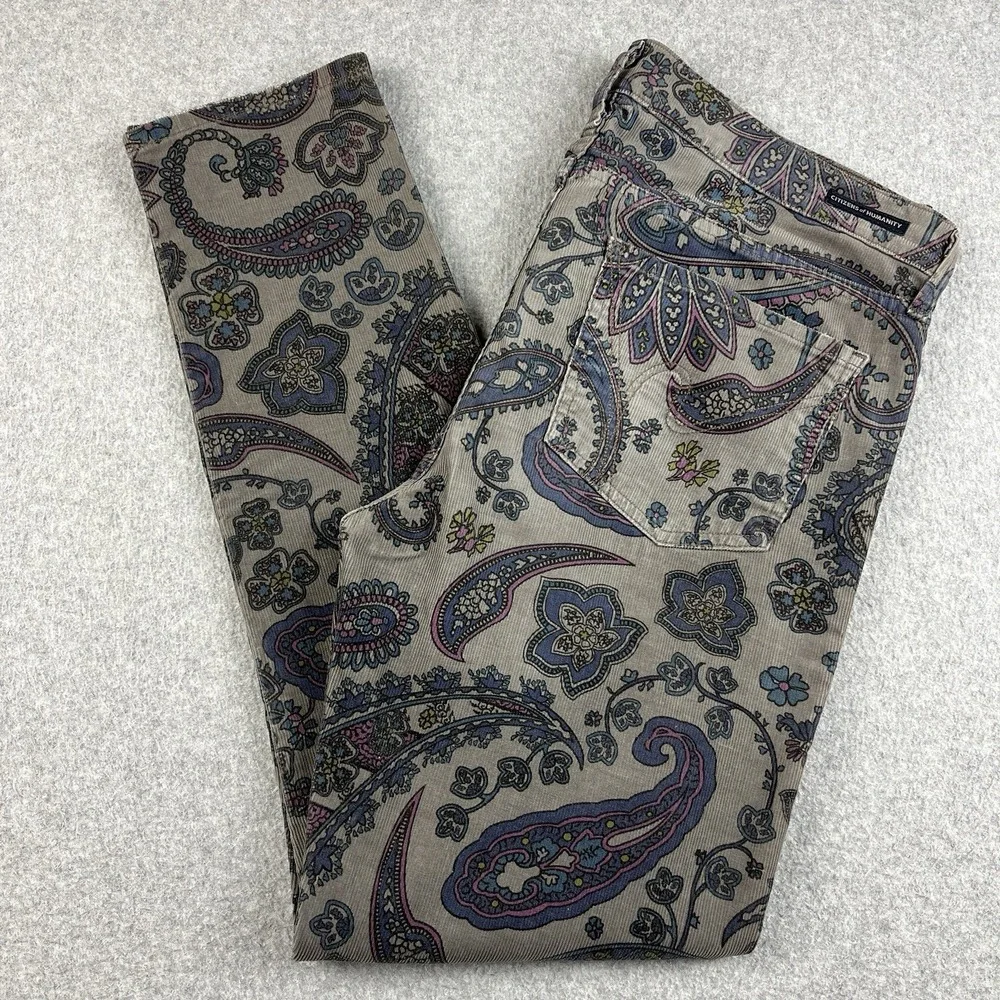 Citizens of Humanity Pants Womens 29 Fits 36 Thompson Birch Corduroy Paisley